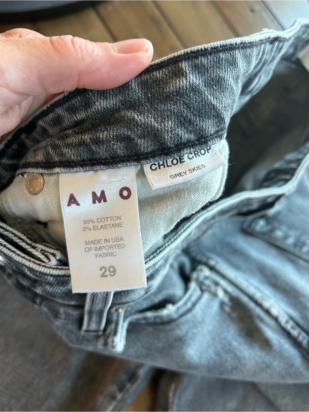 AMO Chloe Crop Straight Leg Grey Skies Jeans 29 - Picture 6 of 15